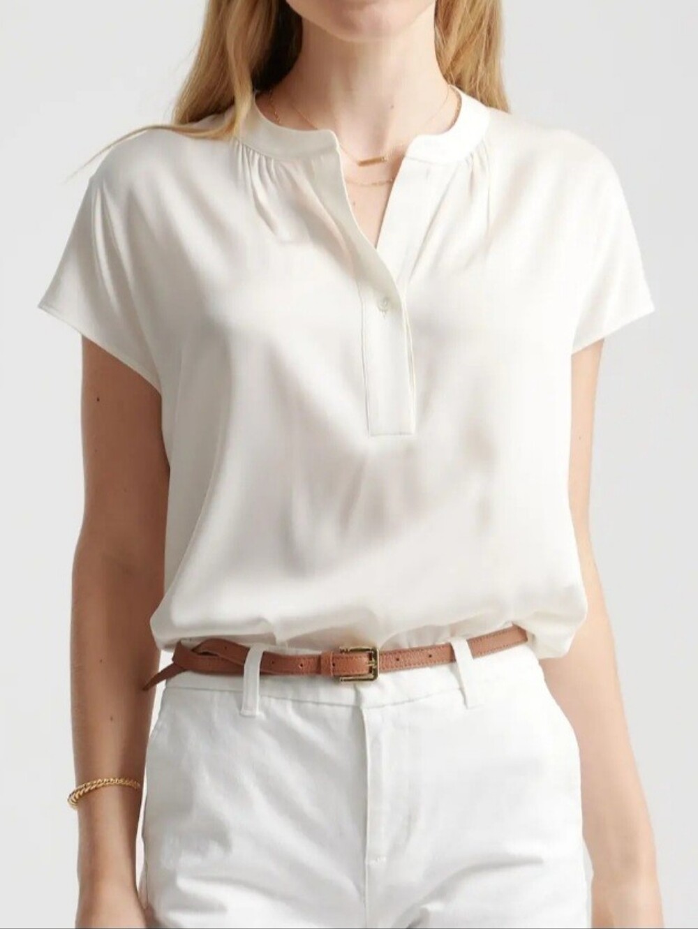Quince Washable Stretch Silk Dolman Sleeve Blouse Ivory Medium New With Tag